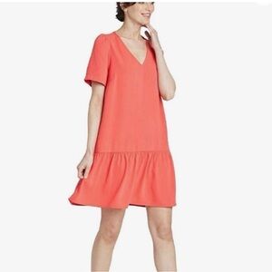 A New Day Coral Short Sleeve v- neck Dress size small